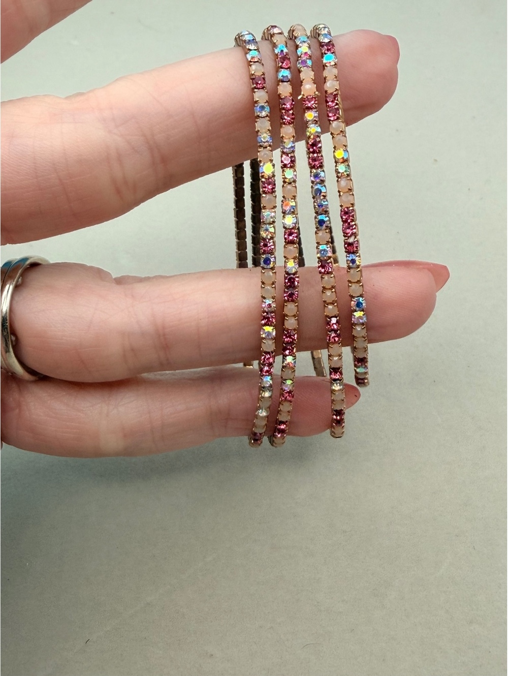 Rose gold multistrand rhinestone bracelet